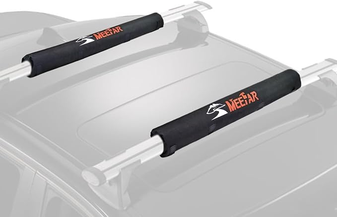 Universal Car Soft Roof Rack Pads Luggage Carrier System for Kayak Surfboard SUP Canoe Include 2 Heavy Duty Tie Down Straps, 2 Tie Down Rope, 2 Quick Loop Strap (Use with Crossbar)