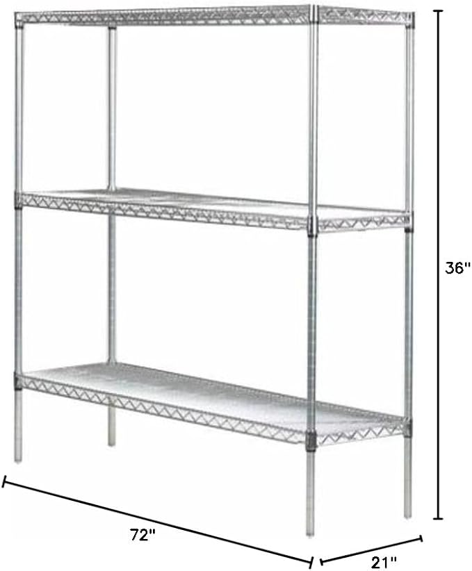 Omega 21" Deep x 72" Wide x 36" High 3 Tier Gray Starter Shelving Unit