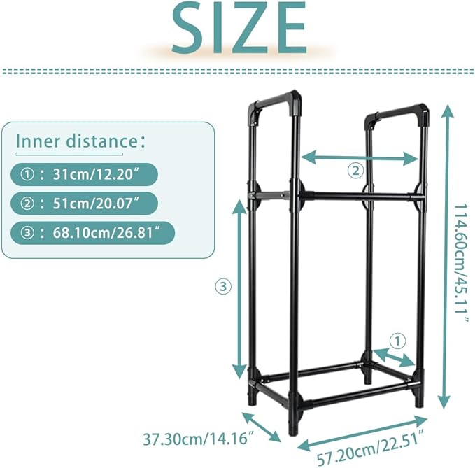 Hershii Tire Storage Rack Standing Garage Storage Shelf Organizer for Indoor Outdoor Use - Black, 22.51'' X 14.16'' X 45.11''