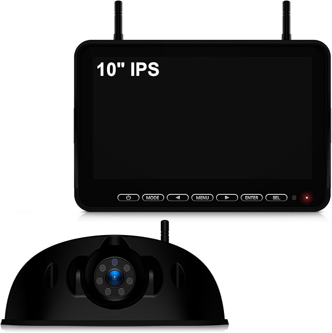 Fookoo 1080P 10" Wireless RV Backup Camera System for Furrion Pre-Wired RV Truck Trailer, 10" HD IPS Monitor & 1 Rear View Camera, IR Night Vision Recording Waterproof Plug and Play - D10Y1