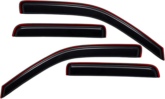 Lightronic Extra Durable Clip-on in-Channel Auto Vent Window Visor, Fits 2004-2012 Chevrolet Colorado & GMC Canyon, Crew Cab, UV Protection Rain Guard, Original Wind Deflector, Dark Smoke, 4-Pcs