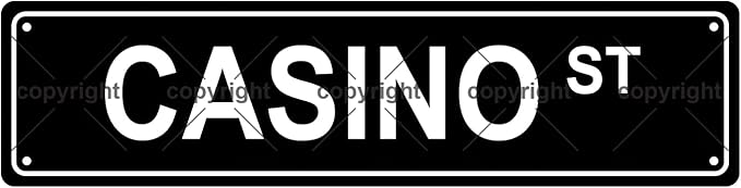 CASINO ST Space Metal Tin Street Sign Bar Cafe Garage Cave Home Room Wall Bathroom Farmhouse Garden Porch Patio Decor, 16 x 4 Inch