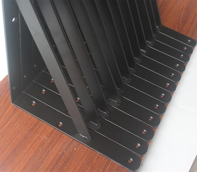 24 Pack L12 x H 8" Black Heavy Duty Shelf Brackets with Screws Metal Shelf Brackets Shelf Support Angle Brackets for Shelves L Brackets Heavy Duty Floating Shelf