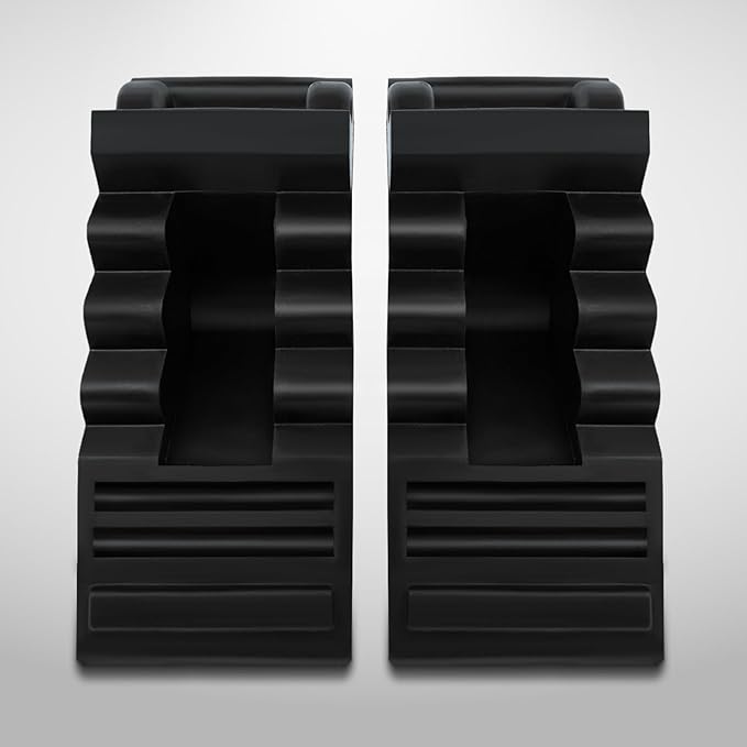 ROBLOCK Solid Rubber Wheel Chocks Heavy Duty Trailer Chock, G.V.W. Up to 4T, 2 Pack Black, 8.6" L x 3.7 W x 4.7" H for Car, Travel Trailers, RV, Truck, and ATV, for All Weather Use