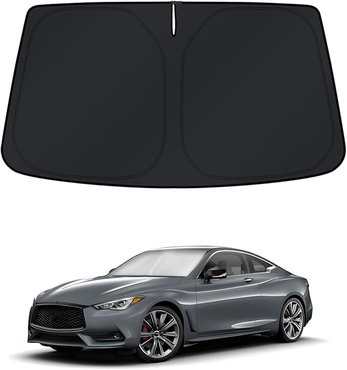KUST Windshield Sun Shade for Infiniti Q60 Coupe 2017-2022 Window Sunshade Sun Visor Protector Foldable Blocks UV Rays Keep Your Car Cooler