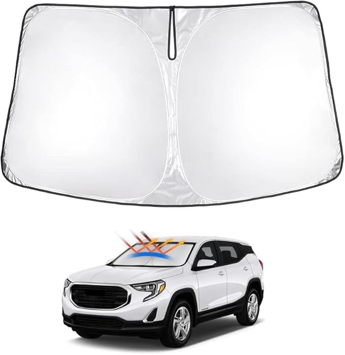 T TGBROS Windshield Sun Shade Custom Fit for 2018-2024 2025 GMC Terrain Accessories Foldable Sun Shield Reflective Polyester Sun Visor Cover Block Heat and Sun Protection