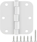 12 Pack Interior 3.5" Door Hinges for Doors 3 1/2 Inch White Matte Rounded 5/8" Noise Free Flat Residential Standard Hinge for Study Spare/Play/Lounge/Bed Room,Walk-in Closet,DIY Table,Celler,Balcony