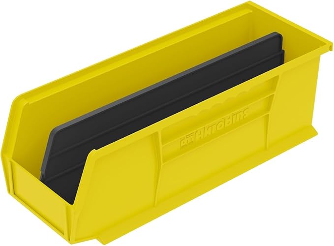 Akro-Mils 30234 AkroBins Plastic Storage Bins, Space-Saving Stackable Bins for Garage, Pantry, Craft Organization, 15-" x 5-" x 5-", Yellow, 12-Pack