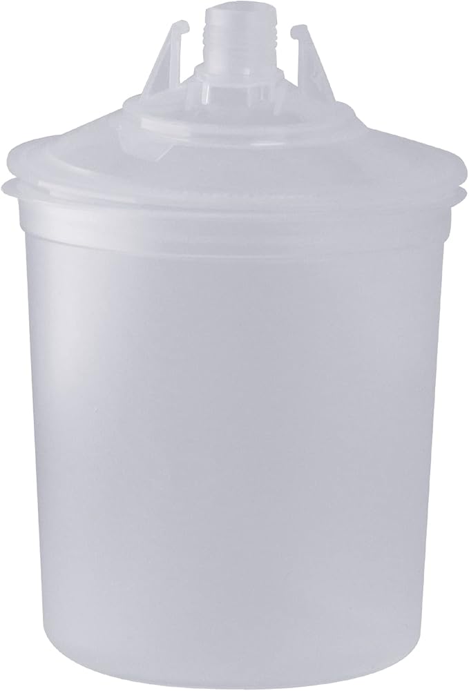 Disposable Paint Sprayer Mixing Cup for Automotive Paint Gun, HVLP Paint Spray Paint Gun 20 Ounce (600ml) Kit with 50 Cups and Lids System, 1 Hard Cup with Retainer Ring and 10 Plugs