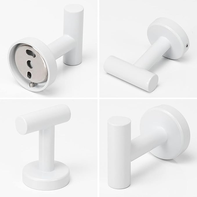 NearMoon Bath Towel Hooks- SUS 304 Stainless Steel Robe Hook Holder, Heavy Duty Coat Hook for Bathroom Livingroom Hotel Kitchen Garage, Wall Mounted- 4 Pack (White)