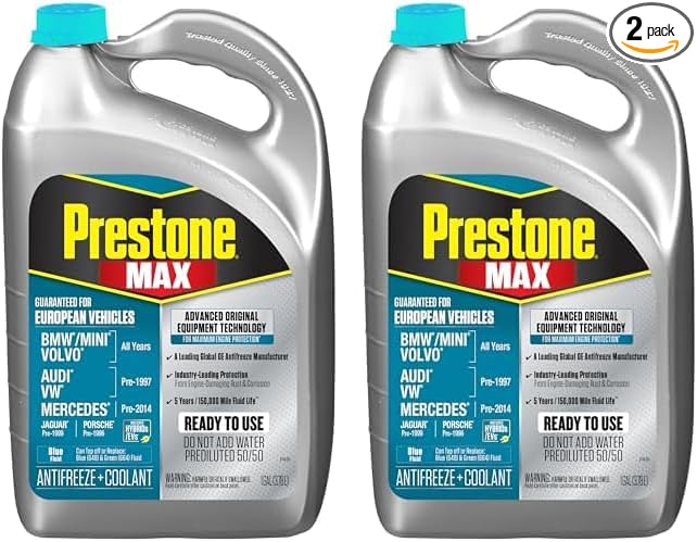 Prestone MAX Euro Blue 50/50 Antifreeze Automotive Coolant, Pack of One (Pack of 2)