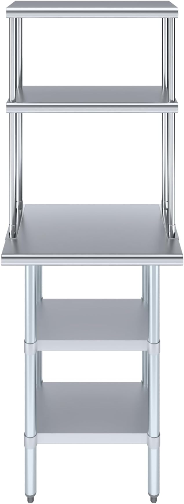 Amgood Stainless Steel Work Table with 2 Shelves | Metal Kitchen Prep Table & Shelving Combo (18" x 24" Table with 2 Shelves + 12" Overshelf)