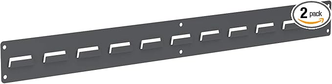 Akro-Mils 30632 Heavy Duty Wall Mount Garage Storage Steel Louvered Rail | Wall Storage Bin Hanging Organizer System for AkroBins, 32-Inch W x 3-Inch H, 2-Pack, Grey