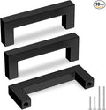 Goldenwarm 10 Pack Black Square Bar Cabinet Pull Drawer Handle Stainless Steel Modern Hardware for Kitchen Bathroom Cabinets Cupboard,Center to Center 3in (76mm) Modern Matte Black Drawer Pulls