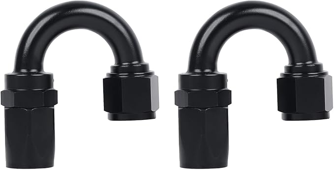 LokoCar 10AN Hose End Fitting 180 Degree Swivel For CPE Braided Hose Black 2Pcs