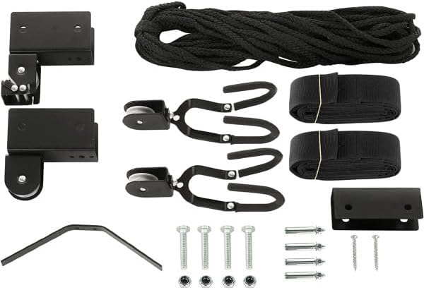 RAD Sportz Kayak Hoist 2-Pack Quality Garage Storage Canoe Lift with 125 lb Capacity Even Works as Ladder Lift Premium Quality Pulley System, Black