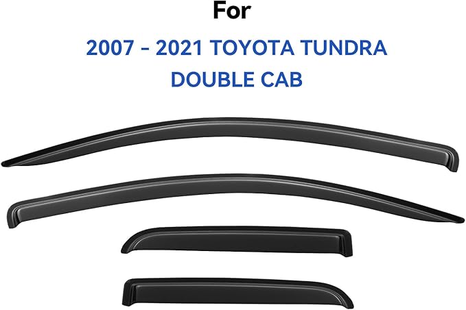Window Visors Rain Guards for 2007-2021 Toyota Tundra Extended Cabs, Out-Channel Window Vent Wind Deflectors Visors Shades for 07-21 Tundra Double Cab