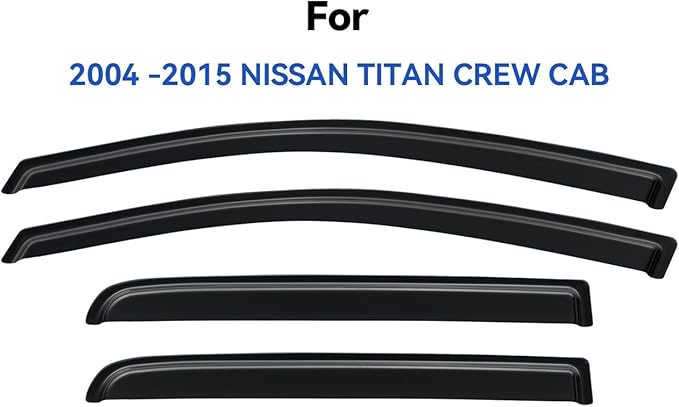 Window Visors Rain Guards Shield for 2004-2015 Nissan Titan Crew Cab, Out-Channel Window Vent Wind Deflectors Visors Shades for 04-15 Nissan Titan Crew