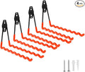 Wall Mounted Garage Hooks Tool Organizer, 10 Inch Garage Storage Hook Heavy Duty Utility Wall Hangers Orange for Ladders, Hose, Garden Tools, Set of 4