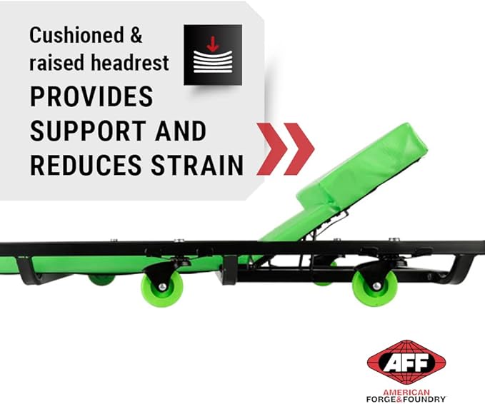 AFF Viking Mechanic's Creeper - Low Profile Fully Padded Design with Adjustable Head - Heavy Duty