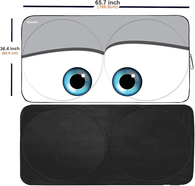 Gven Windshield Sun Shade 2025 Windshield Cover Sun Shade Automotive Interior Sun Protection Front Windshield Car Eyes Sun Visor Protector Blocks UV Rays Keep Your Vehicle Cool (Grey, XL)