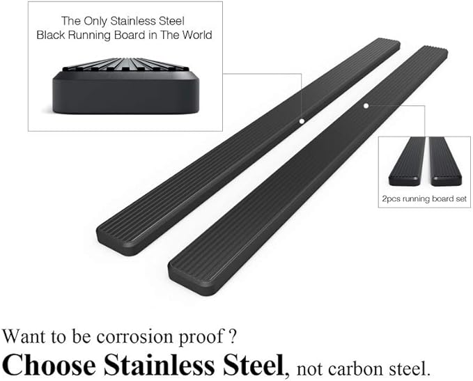APS Wheel to Wheel Running Boards 5in Compatible with Ford F150 2015-2025 Regular Cab 6.5ft Bed & F-250 F-350 Super Duty 2017-2025 (Nerf Bars Side Steps Side Bars)
