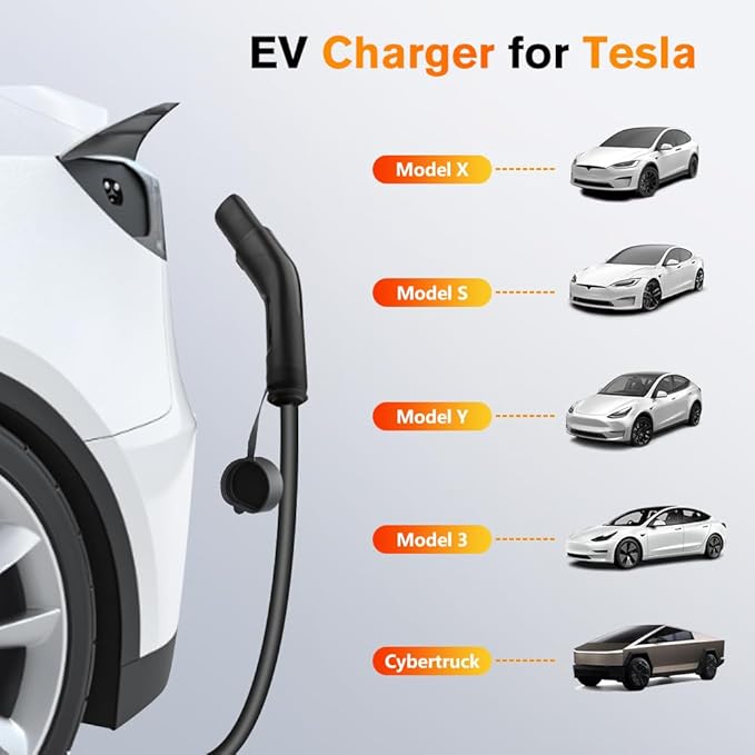 Portable Electric Car Charger Level 2 EV Charger 32A 240V for Tesla 21ft Cable NEMA 14-50P Compatible with All Tesla Models X/Y/3/S