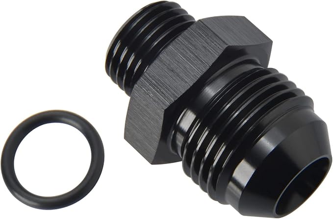 8AN Male Flare to 6AN ORB O-ring Boss Fuel Pump Rail Adapter Fitting Aluminum Black