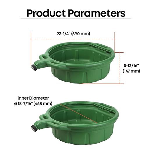 Groz 41961 4.25 Gallon Antifreeze Drain Pan - with Spout Cap, Durable HDPE Construction, Spill-Proof Design for Auto Shops and Garages, Green Color