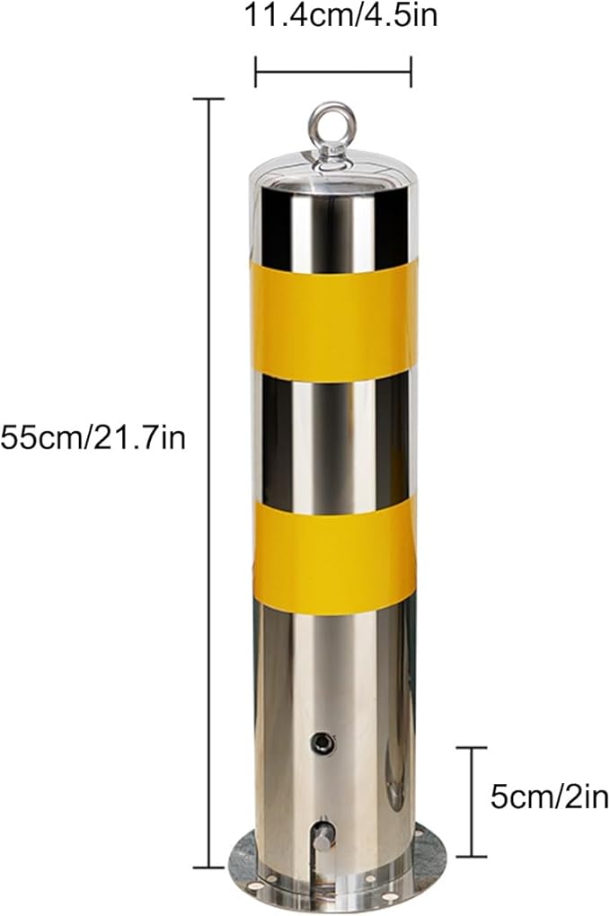 Safety Barrier Bollard, Steel Car Parking Protection Posts, Caution Cones, Driveway Barrier, Parking Stopper for Garage, Perfect for Traffic-Sensitive Area(Yellow (2PCS))