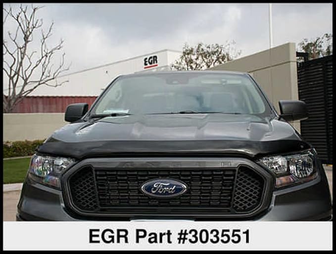 EGR 303551 SuperGuard Smoked Acrylic Hood Shield Compatible With Select 2019-2023 Ford Ranger Trucks - Durable, Easy Installation