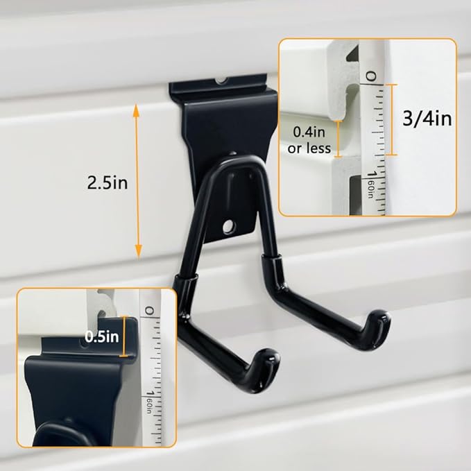 Slatwall Hooks Heavy Duty Slat Wall Accessories Garage Small U Hooks and Hangers for Garage Organizers, Black(10 Pack)