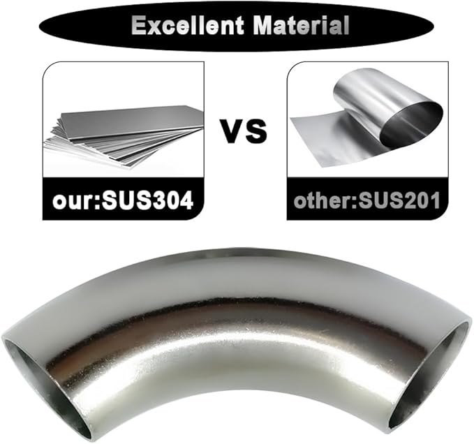 OD 1 Inch 90 Degree Stainless Steel Bend Tube 1” Exhaust Elbow Pipe for Car Modified Exhaust System 1" Piping Silver Tone，Stair Handrail (1pcs)