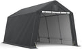 10x15FT Outdoor Storage Shelter Carport,Thickened Double-layer Heavy Duty Storage Shed Carport with Roll-up Zipper for Bike, Motorcycle, Garden Storage, Dual-color PE Waterproof and UV Resistant, Gray