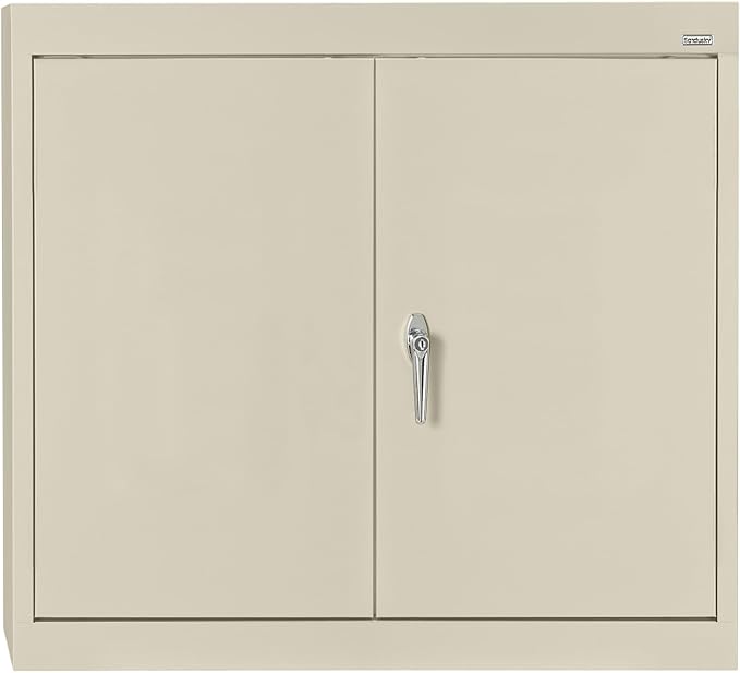 Sandusky Lee WA11301226-07 Wall-Mount Metal Storage Cabinet with Adjustable Shelf, Locking Handle, 200lb Capacity, 12" Depth x 30" Width x 26" Height, Putty
