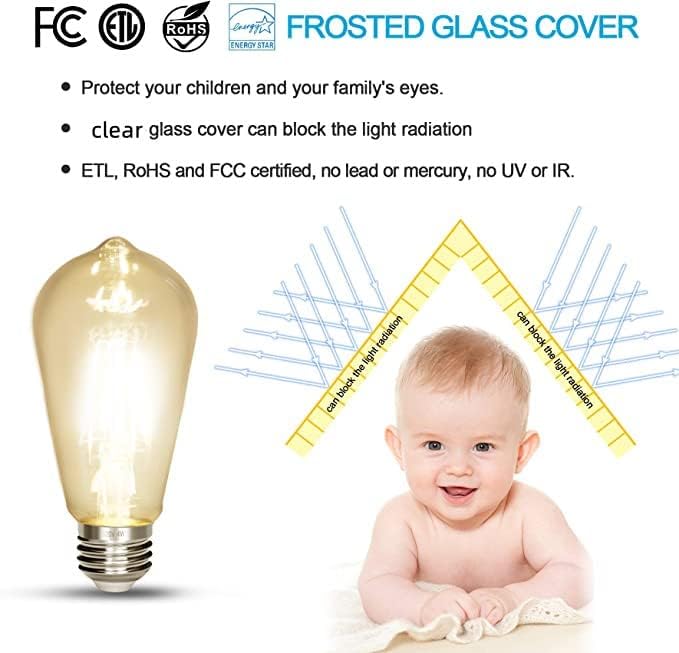 LED Edison Bulb 4W,Antique 40W Vintage Edison Bulb,E26 Light Bulb Non Dimmable Led Bulb 450 Lumens Daylight White 4000K,Pack of 3