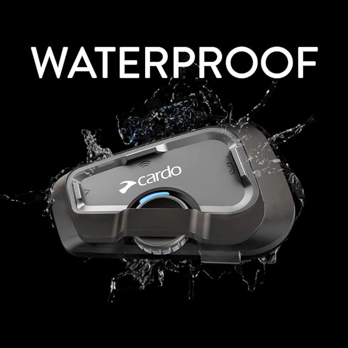 Cardo Systems FREECOM 4X Motorcycle 4-Way Helmet Bluetooth Communication System Headset Intercom, Universal Bluetooth Connectivity, Waterproof, 40mm Speakers - Single Pack