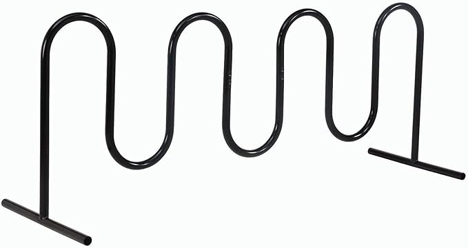 Global Industrial 94" L Wave Bike Rack, Free Standing, 9-Bike Capacity, Powder Coated Steel, Black, Commercial Bike Rack for Stores, Parks, Schools and More