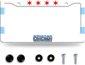 Chicago Flag License Plate Frame City Theme License Plate Stainless Steel Parts Funny License Plate Decorative with Screws Size 12.3" x 6.3" Men Women