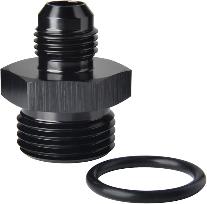 6AN Male Flare to 10AN ORB O-ring Boss Fuel Pump Rail Adapter Fitting Aluminum Black