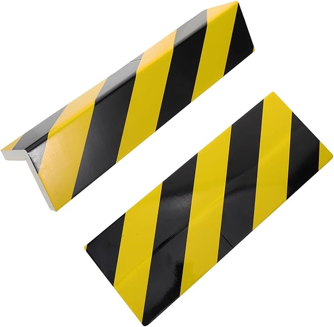 2 Packs 40 * 12.5 * 2cm Garage Wall Protector Foam Wall Corner Guard for Parking Garages Wall Edge Protector with Reflective Safety Stripe, Self-Adhesive (Black-Yellow)