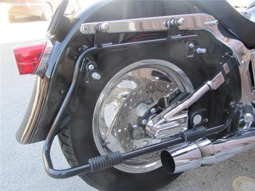 XFMT Gloss Black Hard Saddle bags Trunk w/Lid Latch & Key+Saddlebag Conversion Brackets Mounts For Harley Davidson Softail 1994-2013