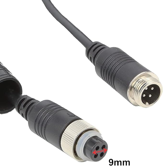 4 Pin Backup Camera Cable with Corrugated Tube Cover, 4 Pin Aviation Extension Cord, Weatherproof, Compatible with Rearview Camera Systems, Radar DVRs, CCTV Security Systems(33FT/10M)