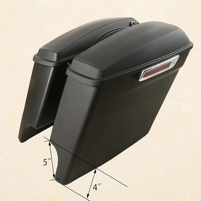 XFMT Matte Black 5" Stretched Extended Saddlebags Hard Saddle Bags W/Chrome Conversion Bracket For Harley Softail Heritage Deluxe 1984-2017