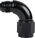 90 Degree 6AN Male to 6AN Female Swivel Full Flow Fitting Adapter Coupler Aluminum Black