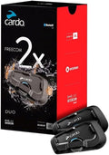 Cardo Systems FREECOM 2X Motorcycle 2-Way Helmet Bluetooth Communication System Headset Intercom, Universal Bluetooth Connectivity, Waterproof, 40mm Speakers - Dual Pack