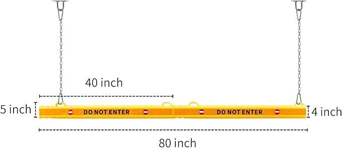 78” Height Guard Clearance Bar (Warning Sign) - MAX Clearance Adjustable to 7' 3" - Hanging Safety Bar with Reflective Yellow Stripes for Parking Lots, Warehouses, Garage Entrances