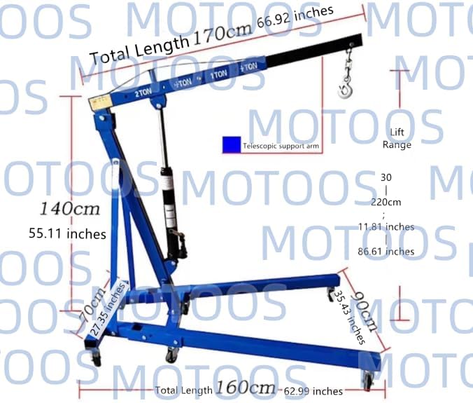 2 TON 4000 lbs Foldable Hydraulic Engine Hoist Cherry Picker Heavy-Duty for Garage Shop Lifting, Red