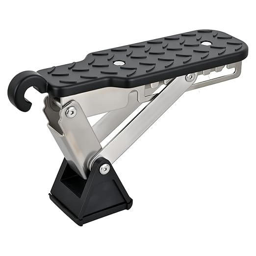 Nilight Car Door Step Universal Aluminum Latch Step for Car Roof Access Portable Folding Car Door Latch Hook Step Multi-Adjustable Both Feet Stand Pedal Max Load 500 Lbs for Truck SUV Vehicles, Black