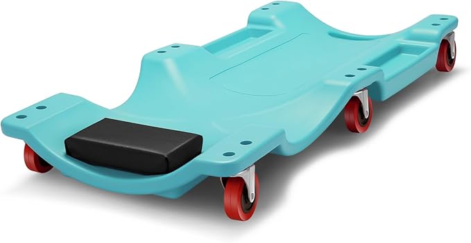 DNA MOTORING 36" L X 17" W x 4.25" H Vehicle Repair Low Profile Automotive Creeper w/Padded Headrest, Tiffany Blue, TOOLS-00201-TB